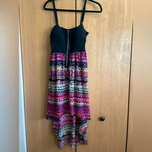 High low front zipper dress